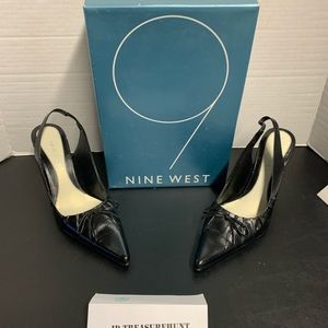 Nine West NWDewey Black Leather Heels Sz 6